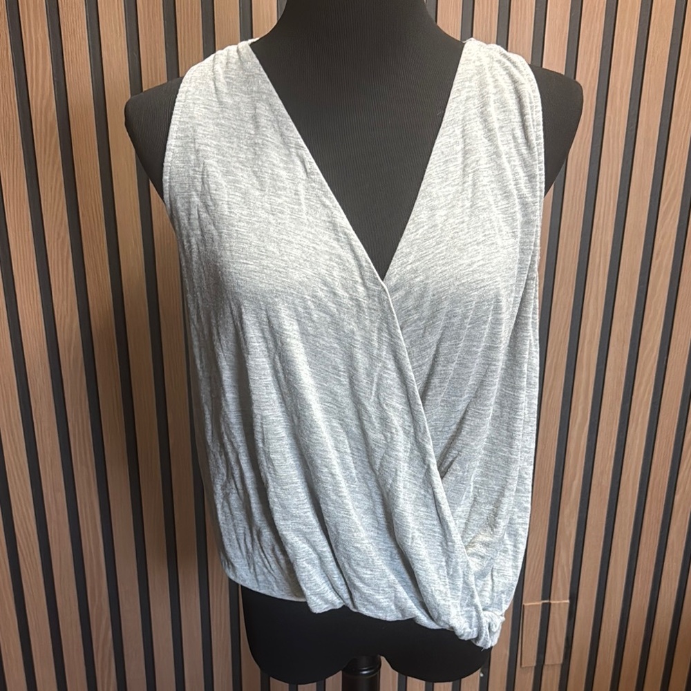 Abercrombie & Fitch Grey Sleeveless Wrap Blouse